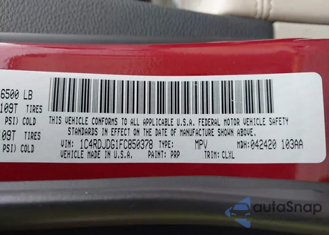 2015 Dodge Durango Limited from USA, damaged, VIN 1C4RDJDG1FC850378